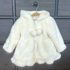 American-Widgeon Faux Fur Toddler Hooded Coat (Cream)